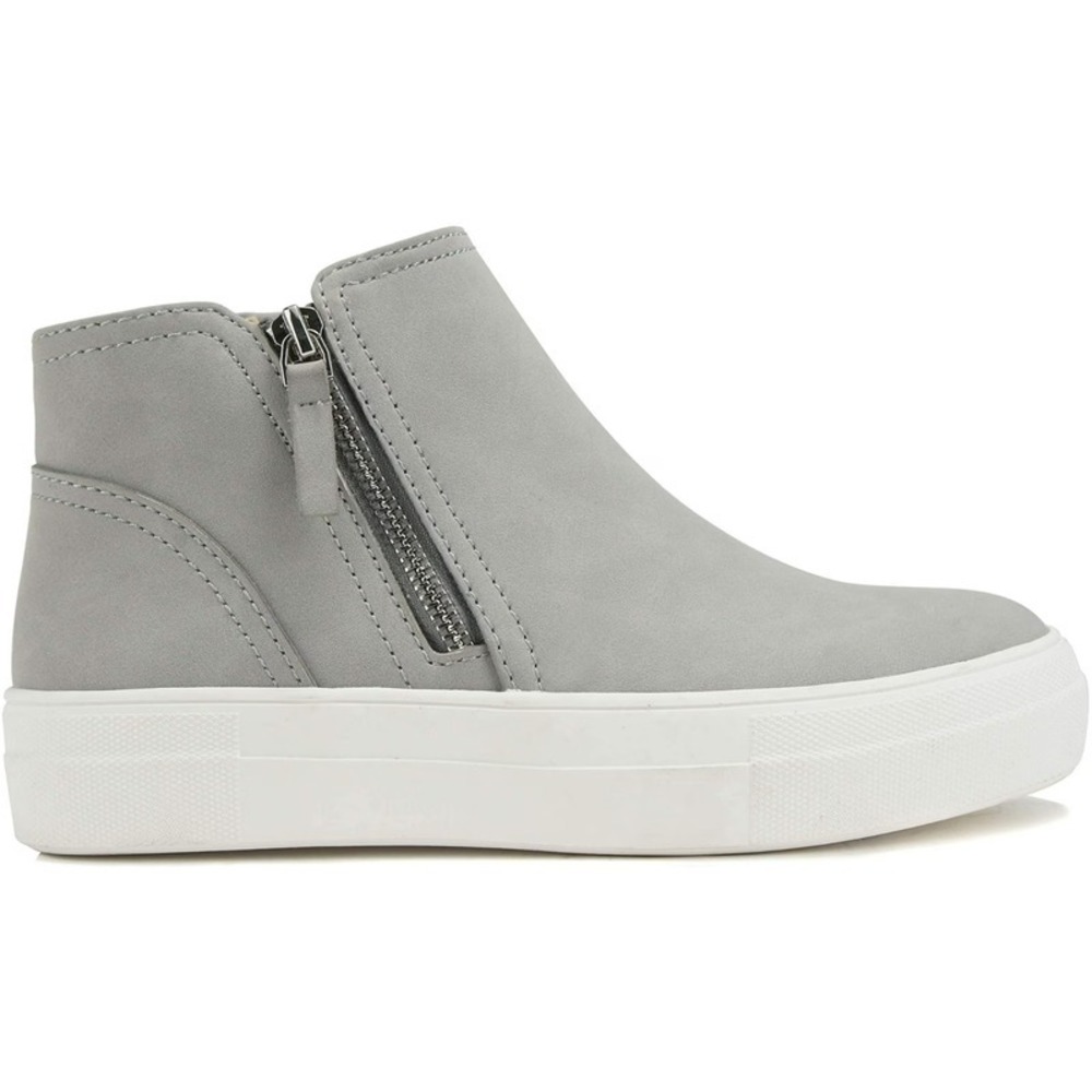 Women High Top Platform Sneakers Gray Side Zip Wedge Casual Shoes Soda Size 8.5